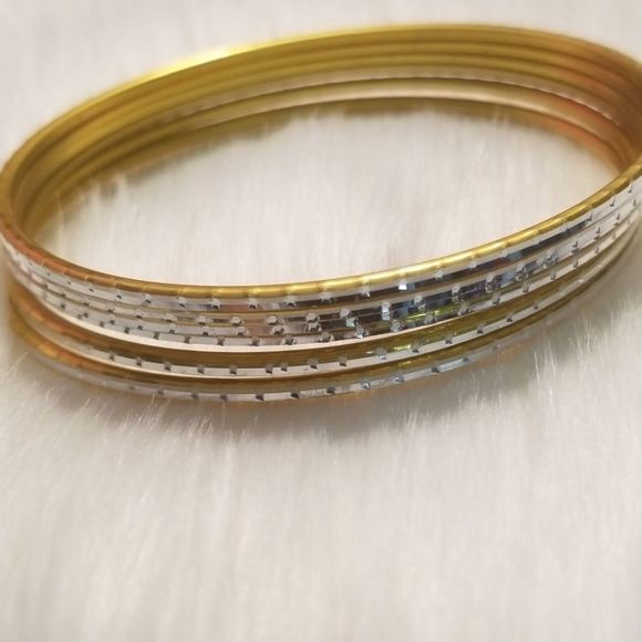 Goldtone and Silver Bangle Bracelets - Picture 5 of 6